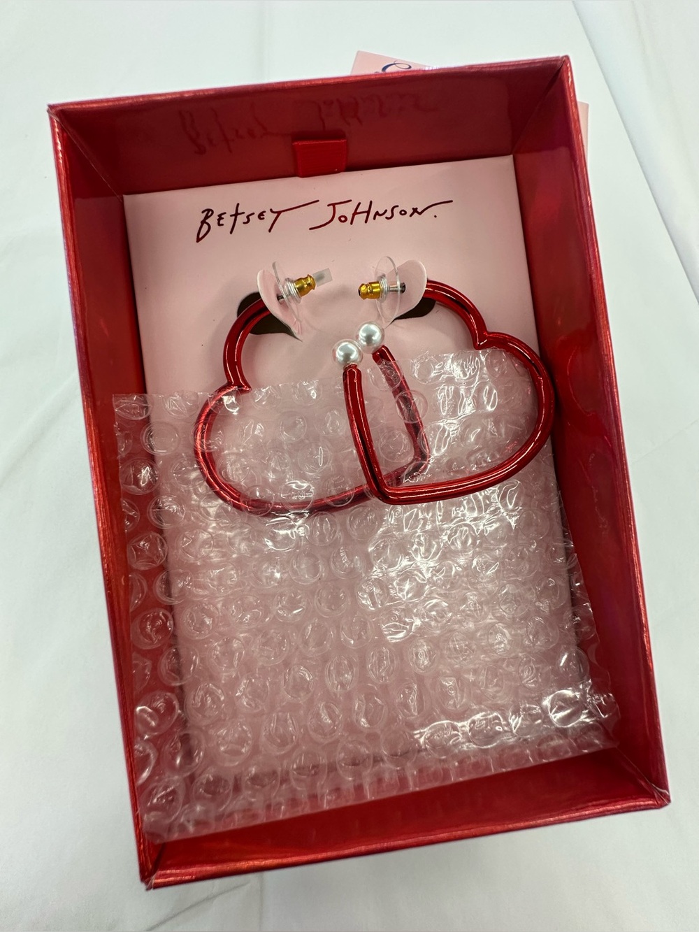 BETSEY JOHNSON OPEN HEART HOOP EARRINGS - NWT
